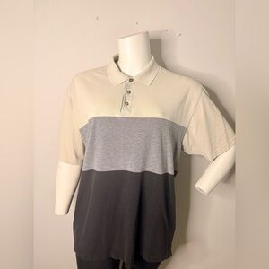 Preswick & Moore Gray and Black Polo Shirt with Color Block Design